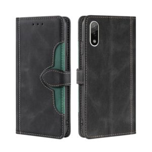 For Sony Xperia Ace II Skin Feel Straw Hat Magnetic Buckle Leather Phone Case(Black) (OEM)