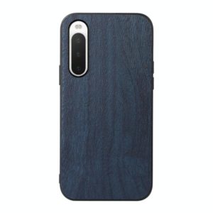 For Sony Xperia 10 IV Wood Texture PU Phone Case(Blue) (OEM)