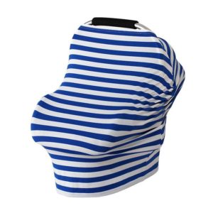 Multifunctional Cotton Nursing Towel Safety Seat Cushion Stroller Cover(Blue and White Stripes) (OEM)