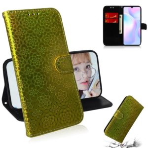 For Xiaomi Redmi 9A Solid Color Colorful Magnetic Buckle Horizontal Flip PU Leather Case with Holder & Card Slots & Wallet & Lanyard(Gold) (OEM)