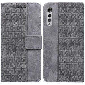 For LG Velvet / G9 5G / 4G Geometric Embossed Leather Phone Case(Grey) (OEM)