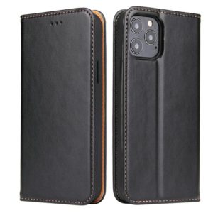 For iPhone 12 Pro Max Fierre Shann PU Genuine Leather Texture Horizontal Flip Leather Case with Holder & Card Slots & Wallet(Black) (FIERRE SHANN) (OEM)