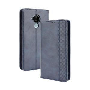 For Nokia C30 Magnetic Buckle Retro Crazy Horse Texture Horizontal Flip Leather Case with Holder & Card Slots & Photo Frame(Blue) (OEM)
