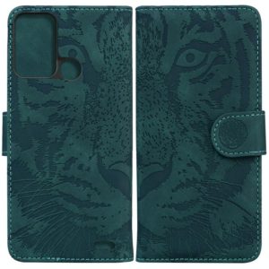 For ZTE Blade A52 Tiger Embossing Pattern Horizontal Flip Leather Phone Case(Green) (OEM)