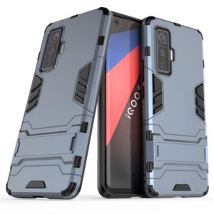 For Vivo iQOO 5 Pro 5G PC + TPU Shockproof Protective Case with Invisible Holder(Navy Blue) (OEM)