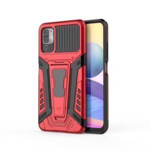 For Xiaomi Redmi Note 10 5G War Chariot Series Armor All-inclusive Shockproof PC + TPU Protective Case with Invisible Holder(Red) (OEM)