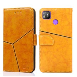 For Tecno Pop 4 Geometric Stitching Horizontal Flip Leather Phone Case(Yellow) (OEM)