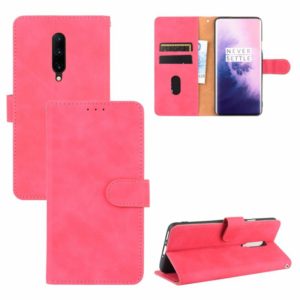 For OnePlus 7 Pro Solid Color Skin Feel Magnetic Buckle Horizontal Flip Calf Texture PU Leather Case with Holder & Card Slots & Wallet(Rose Red) (OEM)