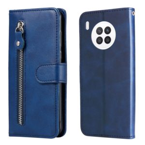 For Huawei nova 8i / Honor 50 Lite Calf Texture Zipper Horizontal Flip Leather Phone Case(Blue) (OEM)