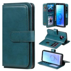 For Samsung Galaxy S9 Multifunctional Magnetic Copper Buckle Horizontal Flip Solid Color Leather Case with 10 Card Slots & Wallet & Holder & Photo Frame(Dark Green) (OEM)