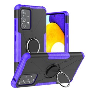 For Samsung Galaxy A52 5G / 4G Machine Armor Bear Shockproof PC + TPU Protective Case with Ring Holder(Purple) (OEM)