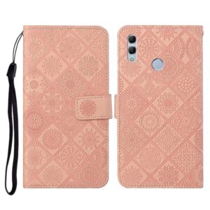 For Huawei Honor 8X Ethnic Style Embossed Pattern Horizontal Flip Leather Case with Holder & Card Slots & Wallet & Lanyard(Pink) (OEM)
