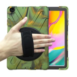 For Samsung Galaxy Tab A 10.1 (2019) T515 / T510 Shockproof Colorful Silicone + PC Protective Case with Holder & Shoulder Strap & Hand Strap(Camouflage) (OEM)