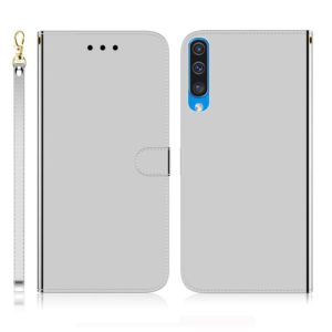 For Galaxy A50 Imitated Mirror Surface Horizontal Flip Leather Case with Holder & Card Slots & Wallet & Lanyard(Silver) (OEM)