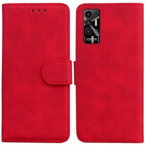 For Tecno Pova 2 Skin Feel Pure Color Flip Leather Phone Case(Red) (OEM)
