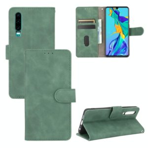 For Huawei P30 Solid Color Skin Feel Magnetic Buckle Horizontal Flip Calf Texture PU Leather Case with Holder & Card Slots & Wallet(Green) (OEM)