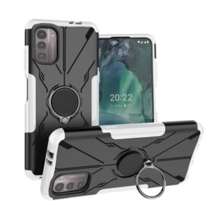 For Nokia G21 Armor Bear Shockproof PC + TPU Phone Case with Ring(White) (OEM)