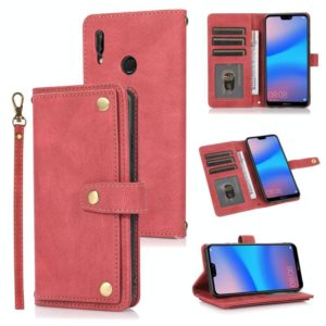 For Huawei P20 Lite PU + TPU Horizontal Flip Leather Case with Holder & Card Slot & Wallet & Lanyard(Wine Red) (OEM)