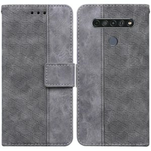 For LG K61 Geometric Embossed Leather Phone Case(Grey) (OEM)