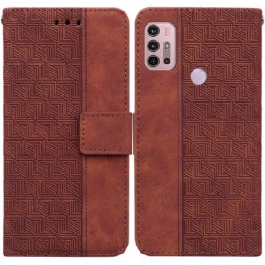 For Motorola Moto G30 / G20 / G10 / G10 Power Geometric Embossed Leather Phone Case(Brown) (OEM)