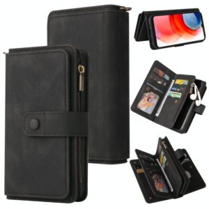 For Motorola Moto G Play (2021) Skin Feel PU + TPU Horizontal Flip Leather Case With Holder & 15 Cards Slot & Wallet & Zipper Pocket & Lanyard(Black) (OEM)