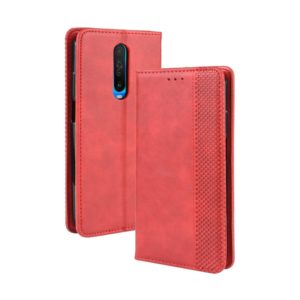 For Xiaomi Redmi K30/Poco X2 Magnetic Buckle Retro Crazy Horse Texture Horizontal Flip Leather Case , with Holder & Card Slots & Photo Frame(Red) (OEM)