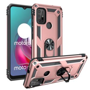 For Motorola Moto G30 / G10 Shockproof TPU + PC Protective Case with 360 Degree Rotating Holder(Rose Gold) (OEM)
