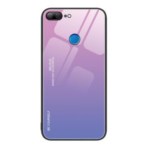 For Honor 9 Lite Gradient Color Glass Phone Case(Pink Purple) (OEM)