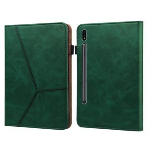 For Samsung Galaxy Tab S7+ T970 / S7 FE T730 Solid Color Embossed Striped Leather Tablet Case(Green) (OEM)