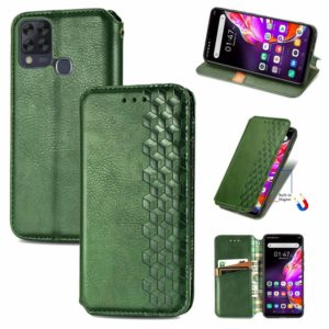 For Infinix Hot 10T Cubic Grid Pressed Horizontal Flip Magnetic PU Leather Case with Holder & Card Slots & Wallet(Green) (OEM)