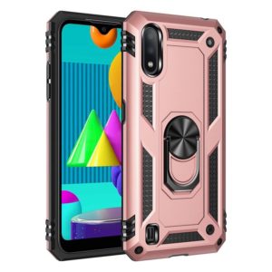 For Samsung Galaxy M01 Shockproof TPU + PC Protective Case with 360 Degree Rotating Holder(Rose Gold) (OEM)
