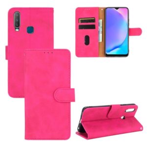 For vivo Y17 / Y15 / Y12 Solid Color Skin Feel Magnetic Buckle Horizontal Flip Calf Texture PU Leather Case with Holder & Card Slots & Wallet(Rose Red) (OEM)