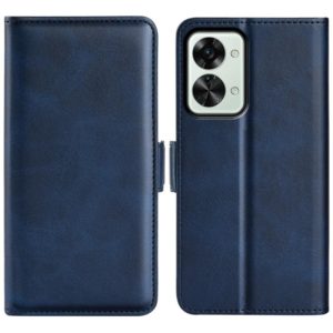 For OnePlus Nord 2T 5G Dual-side Magnetic Buckle Flip Leather Phone Case(Dark Blue) (OEM)