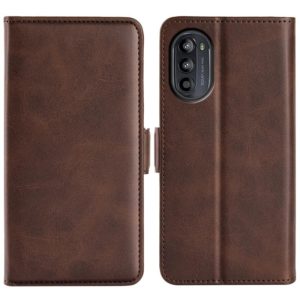 For Motorola Moto G52j 5G Dual-side Magnetic Buckle Flip Leather Phone Case(Brown) (OEM)