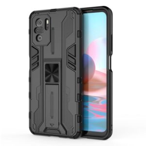 For Xiaomi Redmi Note 10 4G Supersonic PC + TPU Shock-proof Protective Case with Holder(Black) (OEM)
