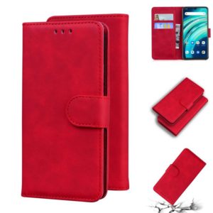 For UMIDIGI A9 Pro Skin Feel Pure Color Flip Leather Phone Case(Red) (OEM)