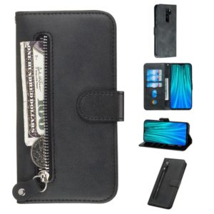 For Xiaomi Redmi Note 8 Pro Fashion Calf Texture Zipper Horizontal Flip PU Leather Case, with Holder & Card Slots & Wallet(Black) (OEM)