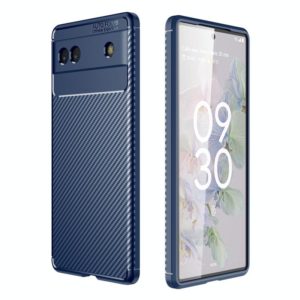 For Google Pixel 6a Carbon Fiber Texture Shockproof TPU Phone Case(Blue) (OEM)