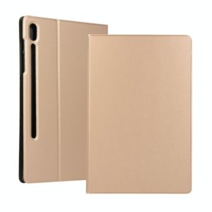 For Samsung Galaxy Tab S7 T870 (2020) Voltage Elastic Texture Horizontal Flip Leather Case with Holder(Local Gold) (OEM)