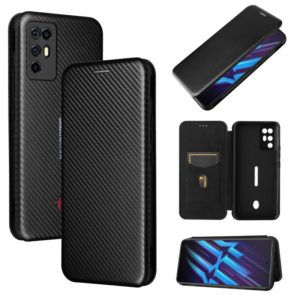 For ZTE Nubia Red Magic 6R Carbon Fiber Texture Horizontal Flip TPU + PC + PU Leather Case with Card Slot(Black) (OEM)