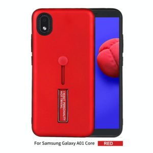 For Samsung Galaxy A01 Core Oil Feel Shockproof TPU + PC Protective Case with Holder(Red) (OEM)