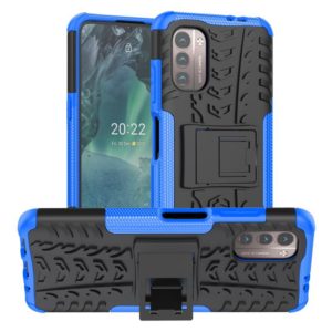 For Nokia G21 4G Tire Texture TPU + PC Phone Case with Holder(Blue) (OEM)