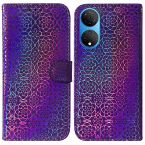 For Honor X7 Colorful Magnetic Buckle Leather Phone Case(Purple) (OEM)