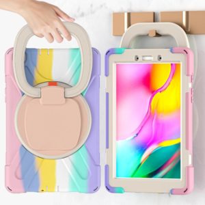 For Samsung Galaxy Tab A 8.0 (2019) T290 / T295 Silicone + PC Protective Case with Holder & Shoulder Strap(Colorful Pink) (OEM)