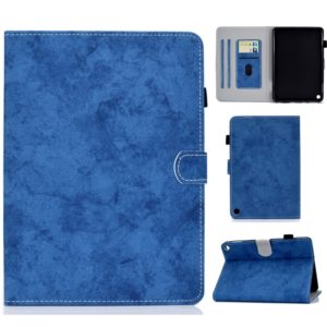 For Amazon Kindle Fire HD 8 (2020) Marble Style Cloth Texture Tablet PC Protective Leather Case with Bracket & Card Slot & Pen Slot & Anti Skid Strip & Wake-up / Sleep Function(Blue) (OEM)