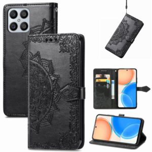 For Honor X8 Mandala Flower Embossed Horizontal Flip Leather Phone Case(Black) (OEM)