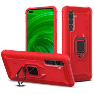 For OPPO Realme X50 Pro Carbon Fiber Protective Case with 360 Degree Rotating Ring Holder(Red) (OEM)