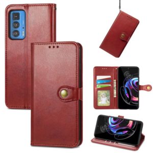 For Motorola Edge 20 Pro Solid Color Leather Buckle Phone Case with Lanyard & Photo Frame & Card Slot & Wallet & Stand Function(Red) (OEM)