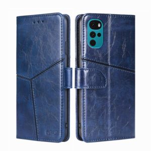 For Motorola Moto G22 Geometric Stitching Horizontal Flip Leather Phone Case(Blue) (OEM)