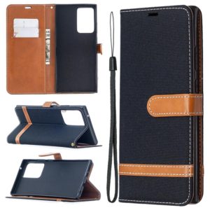 For Samsung Galaxy Note20 Ultra Color Matching Denim Texture Horizontal Flip Leather Case with Holder & Card Slots & Wallet & Lanyard(Black) (OEM)